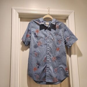 Walker refinery chambray Hawaiian button down shirt mens size medium